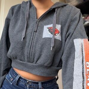 Oregon State Crop  Reworked Vintage Gray Zip Hoodie Small
